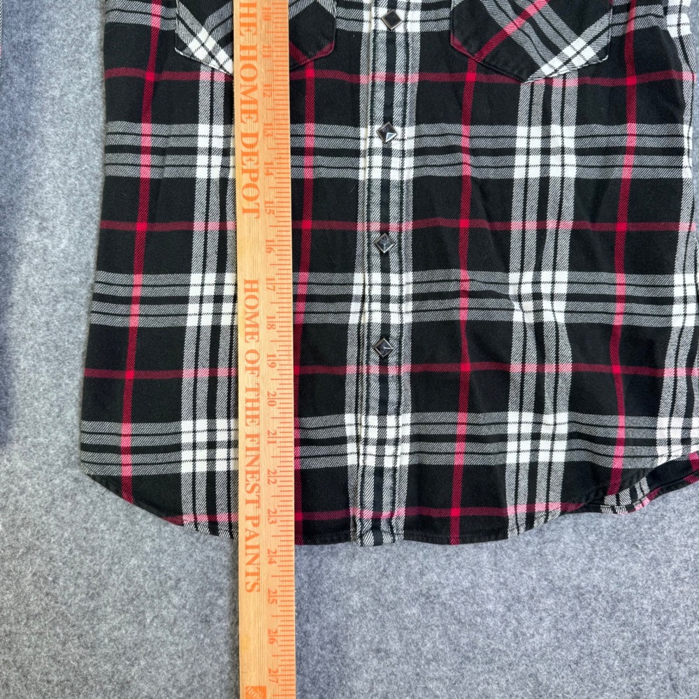 Ralph Lauren Rugby Womens Skinny Fit Plaid Flannel Studded Western Shirt Black - Picture 7 of 8